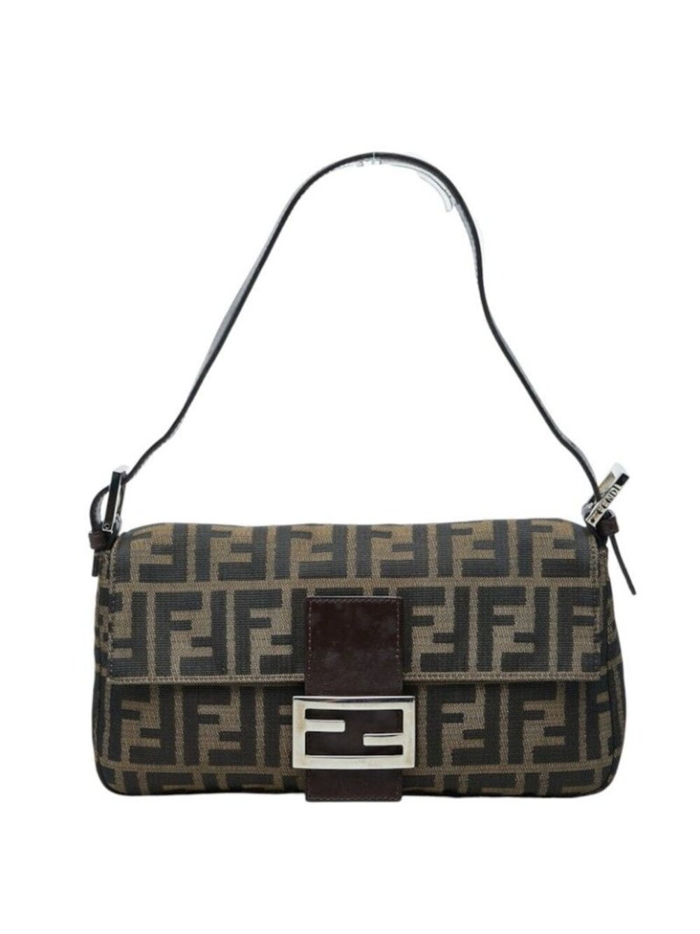 Fendi Zucca Mamma Bucket Handbag Bag Brown Canvas Leather